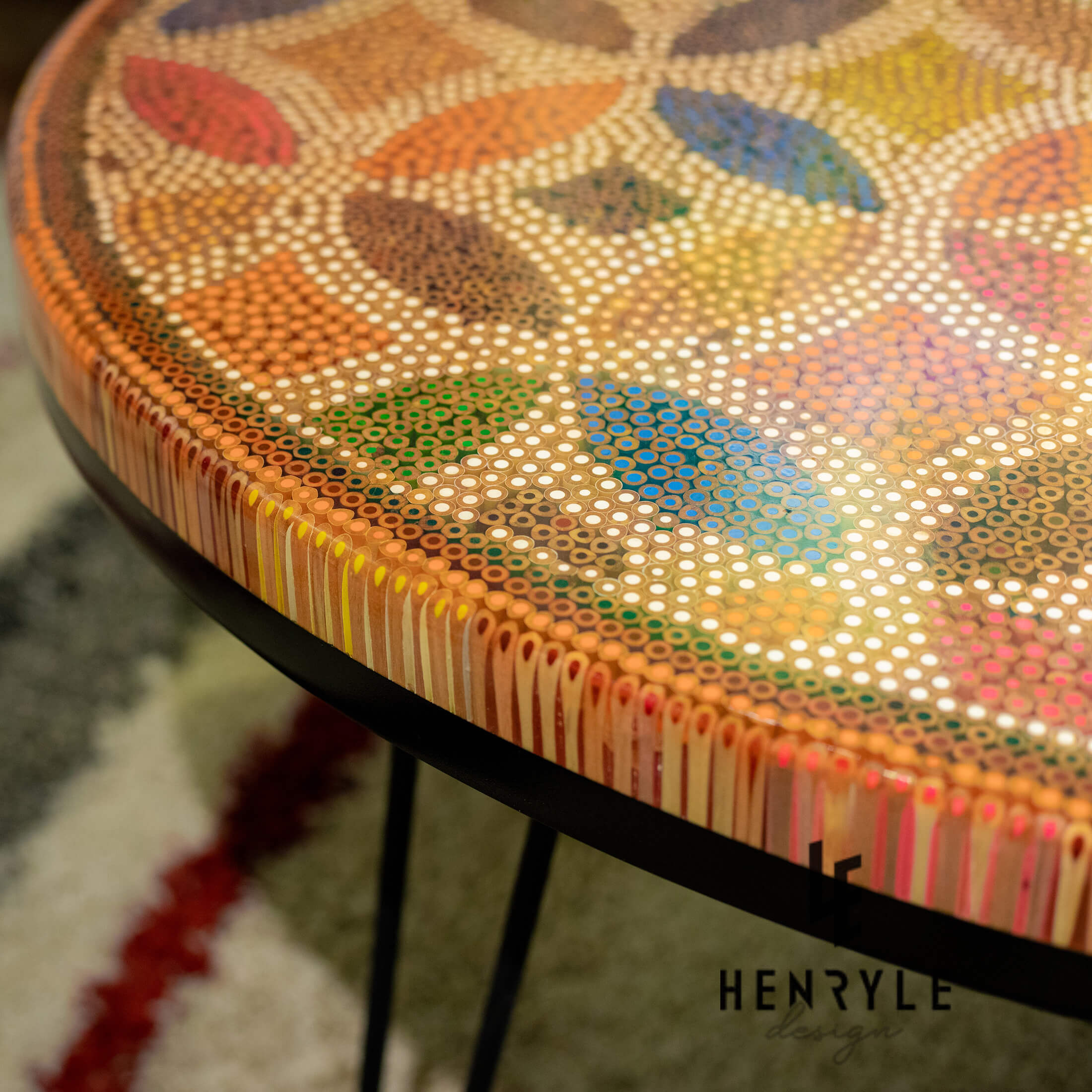 A Corner of Lucky Coins Colored Pencil Coffee Table