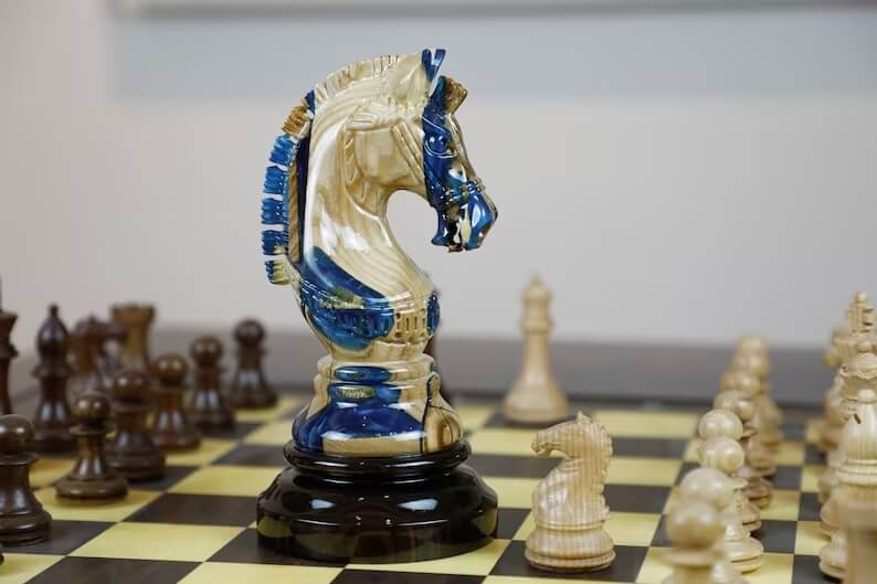 Bohemian Blue Knight Giant Chess - Henry Le Design