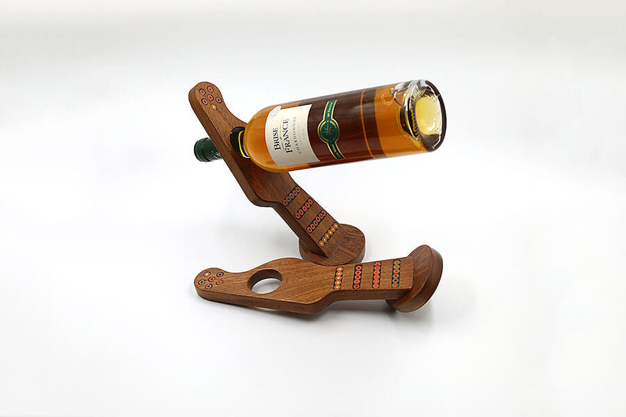 Colored-Pencil Guitar Balancing Wine Bottle Holder Stand Gravity Defying
