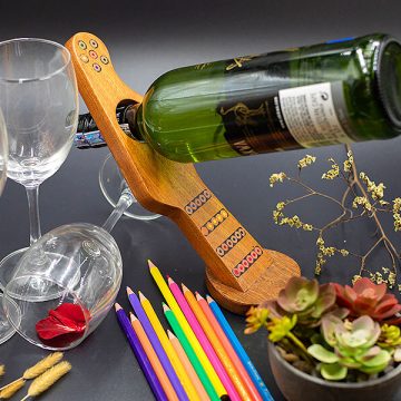 Colored-Pencil Guitar Balancing Wine Bottle Holder Stand Gravity Defying5