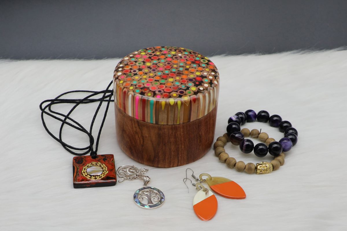 Colored-pencil Rainbow Jewelry Box