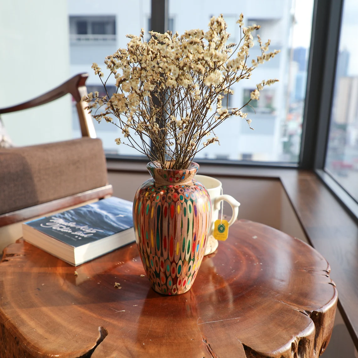 Decorative Vases - Unique Wooden & Colored-Pencil Vases