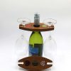 Colored-Pencil Wine Bottle Holder Ellipse with 2 Long Stem Glasses