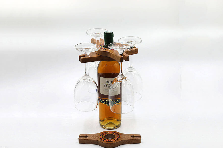 Colored-Pencil-Wine-Bottle-Holder-with-2-Long-Stem-Glasses