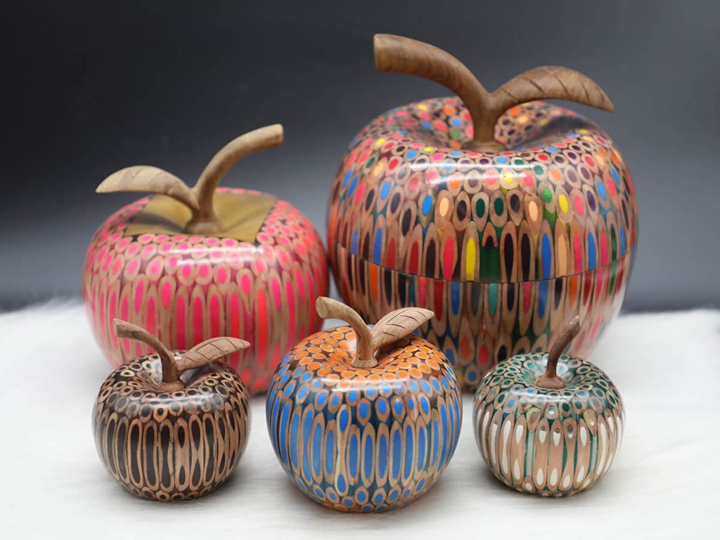 DECORATIVE WOODEN COLORED-PENCIL FRUITS