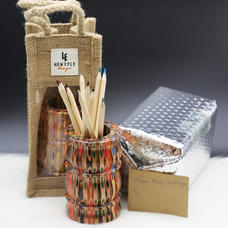 Decorative Colored-pencil Bamboo Vase