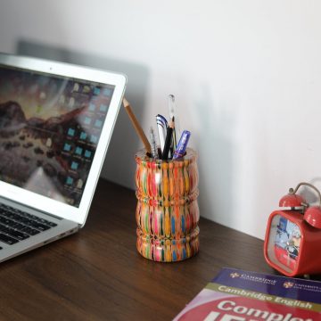 Decorative Colored-pencil Bamboo Vase