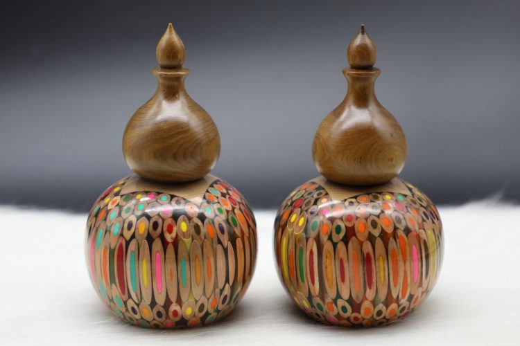 Decorative Colored-pencil Gourd Vase