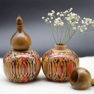 Decorative Colored-pencil Gourd Vase