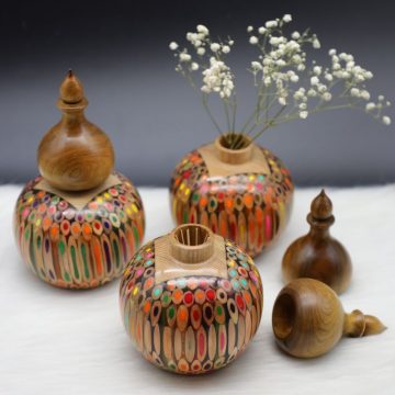 Decorative Colored-pencil Gourd Vase