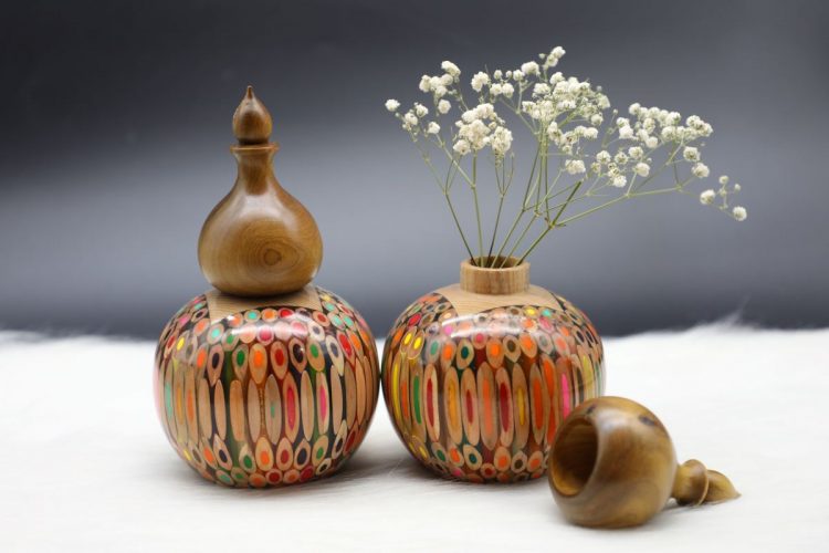 Decorative Colored-pencil Gourd Vase