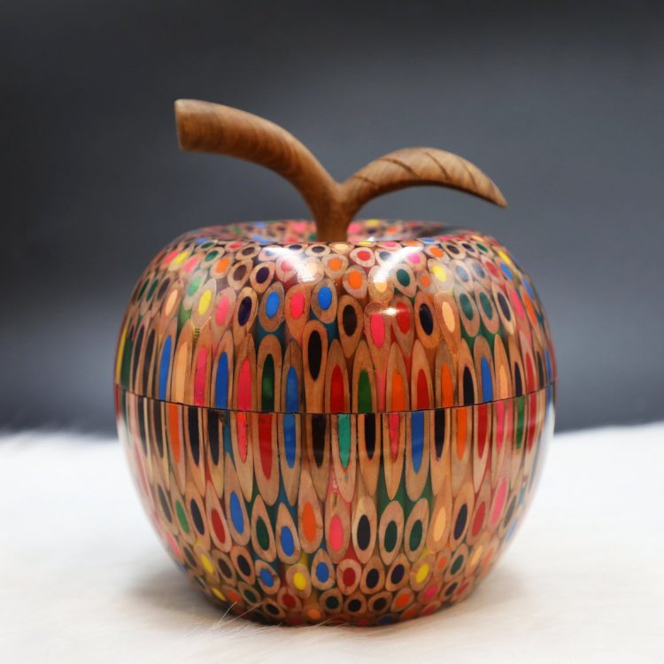 Decorative Colored-pencil Happy Apple Box