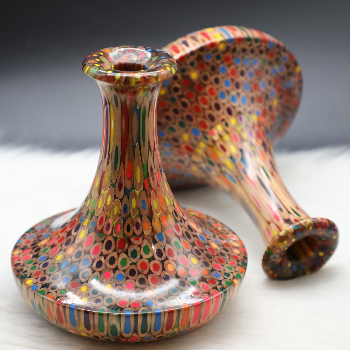 Handmade Dried Flower Bud Vase Resin Color Pencil Vase for