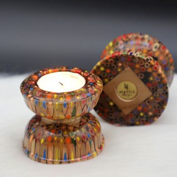 Decorative Colored-pencil Lotus Candle Holder