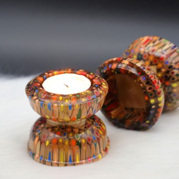 Decorative Colored-pencil Lotus Candle Holder