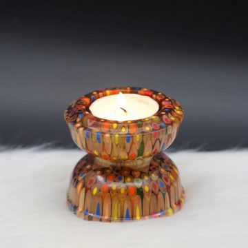 Decorative Colored-pencil Lotus Candle Holder