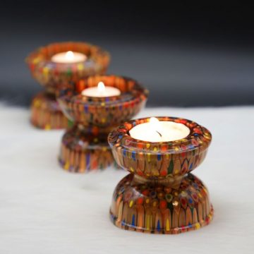 Decorative Colored-pencil Lotus Candle Holder