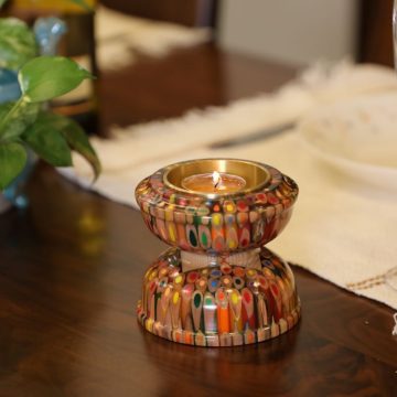 Decorative Colored-pencil Lotus Candle Holder