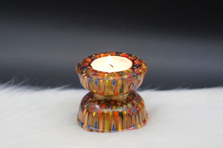 Decorative Colored-pencil Lotus Candle Holder