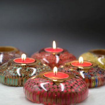 Decorative Colored-pencil Lucky Candle Holder