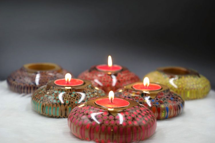 Decorative Colored-pencil Lucky Candle Holder