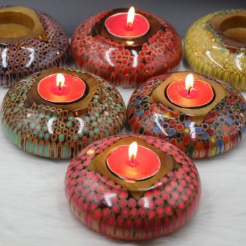 Decorative Colored-pencil Lucky Candle Holder