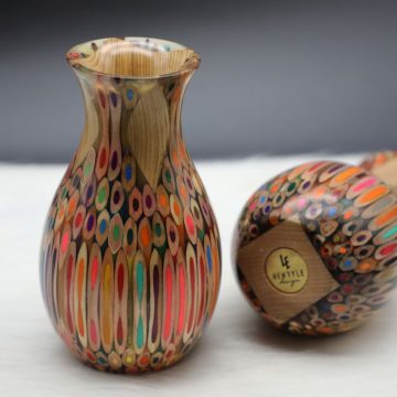 Decorative Colored-pencil Peacock Vase