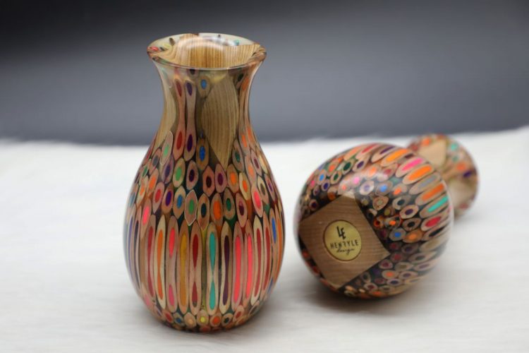 Decorative Colored-pencil Peacock Vase