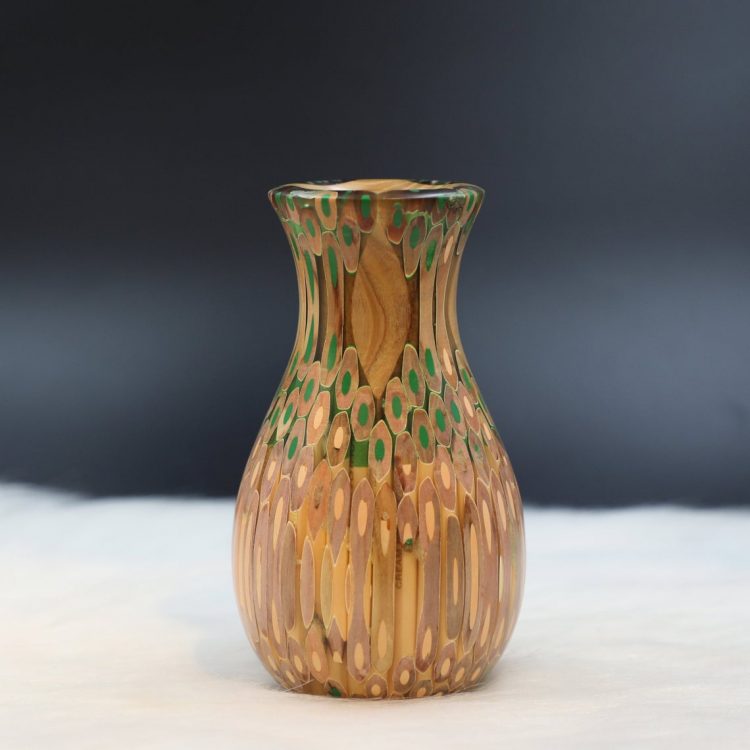 Decorative Colored-pencil Peacock Vase