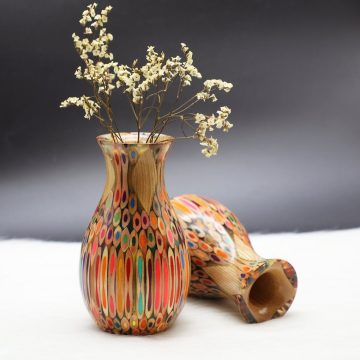 Decorative Colored-pencil Peacock Vase