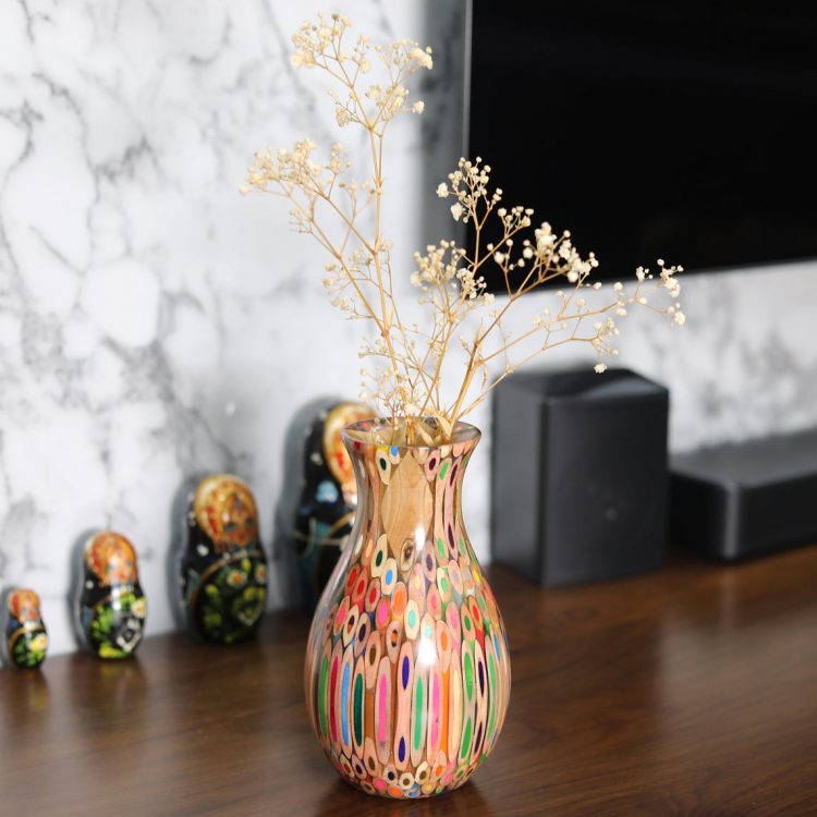 Decorative Colored-pencil Peacock Vase