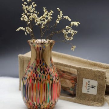 Decorative Colored-pencil Peacock Vase