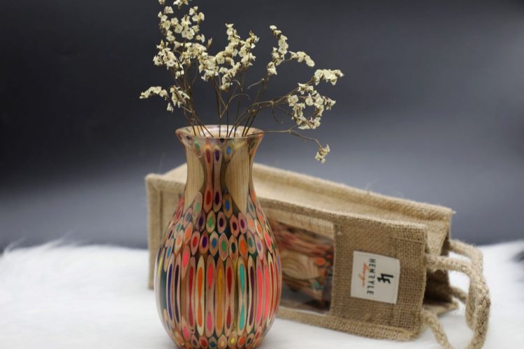 Decorative Colored-pencil Peacock Vase