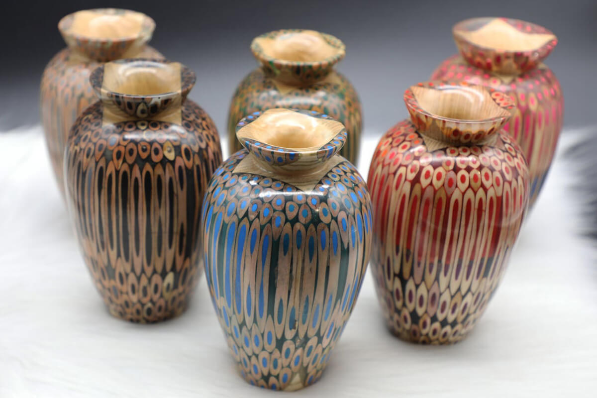Decorative Dry Flower Vases Unique Wooden & ColoredPencil Vases