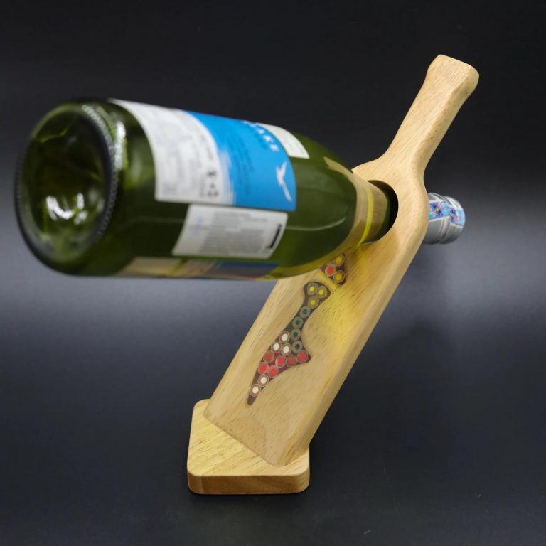 ColoredPencil Wine Bottle Holder with 2 Long Stem Glasses Henry Le