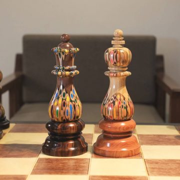 Special Edition Giant Deluxe Chess Piece the Knight Chess Made of Padauk  Burl Wood Casted With Resin for Decoration, Unique Gift 