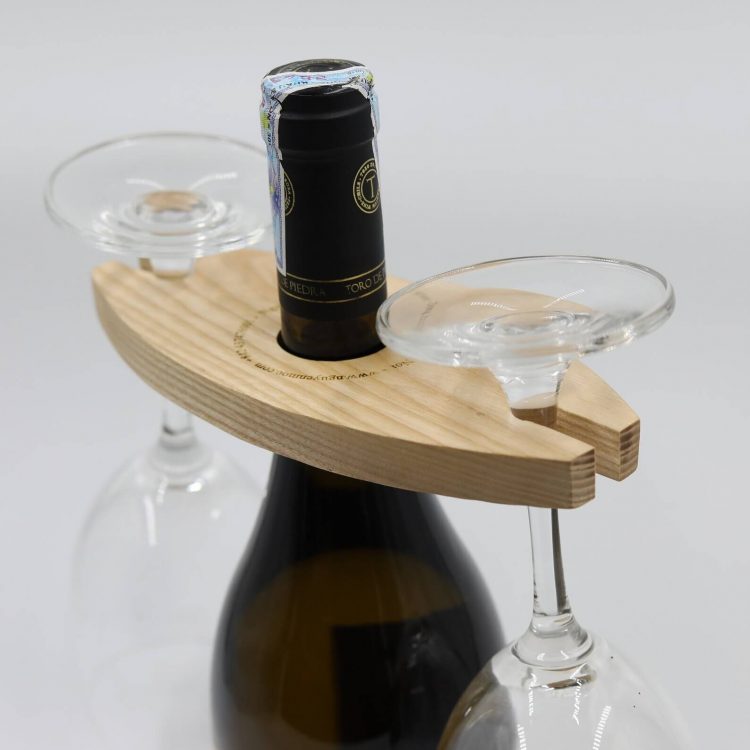 Colored-Pencil Wine Bottle Holder Ellipse with 2 Long Stem Glasses