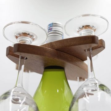 Colored-Pencil Wine Bottle Holder Ellipse with 2 Long Stem Glasses