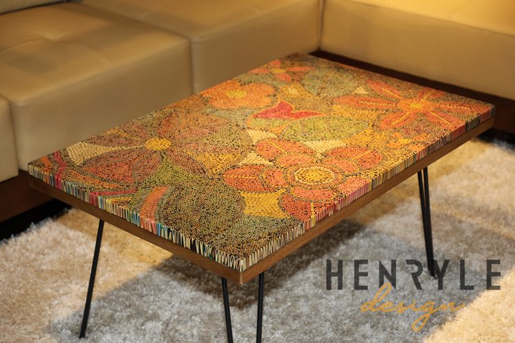 Exotic Flowers Colored-Pencil Coffee Table