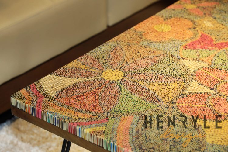 Exotic Flowers Colored-Pencil Coffee Table