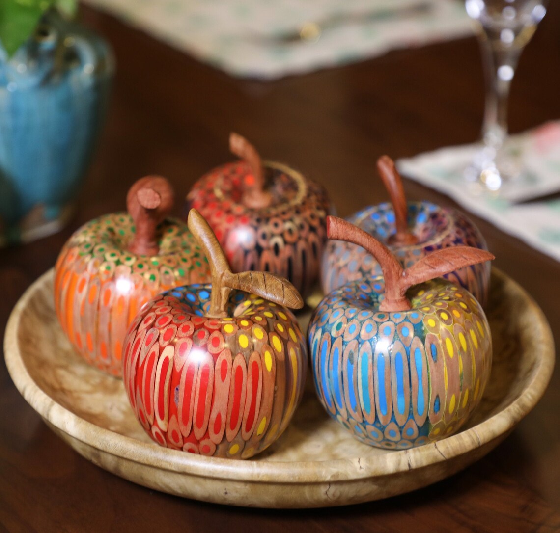 Decorative Wooden Colored-Pencil Fruits & Egg
