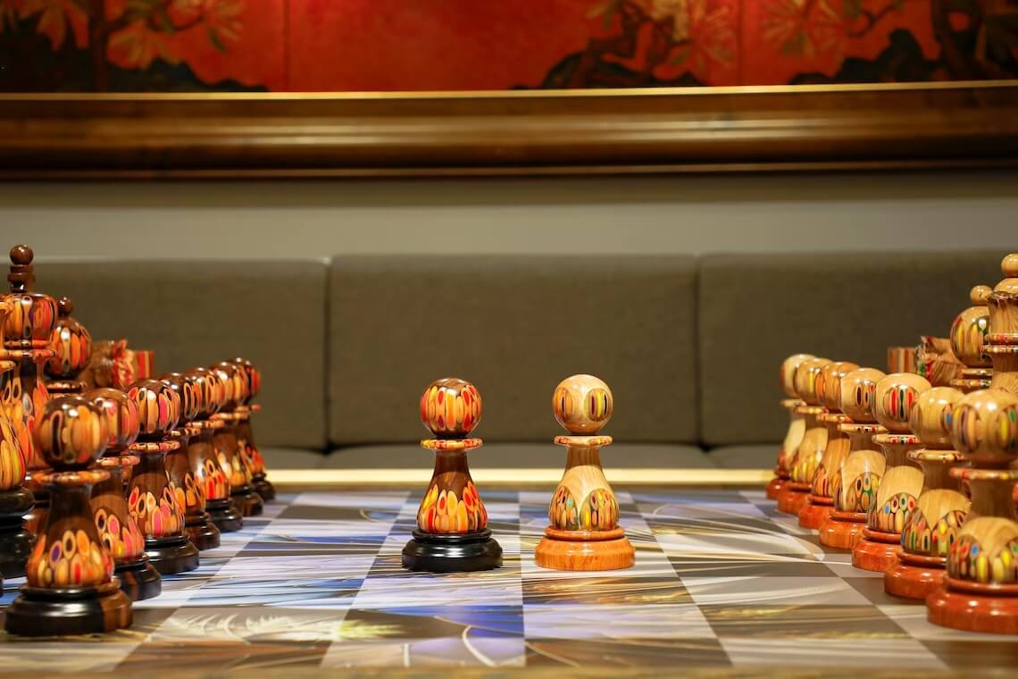 Full Set Giant Deluxe Chess Pieces with Board High End Blended of Wood Resin and Colored Pencils. 2