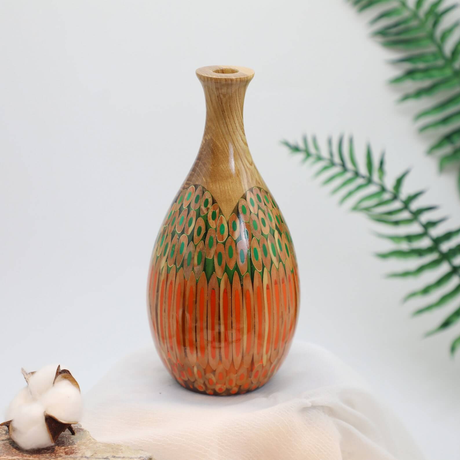 Green-Orange_Handmade Resin Vase for Dry Flower