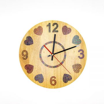 Heart Beat Colored-Pencil Wood Wall Clock