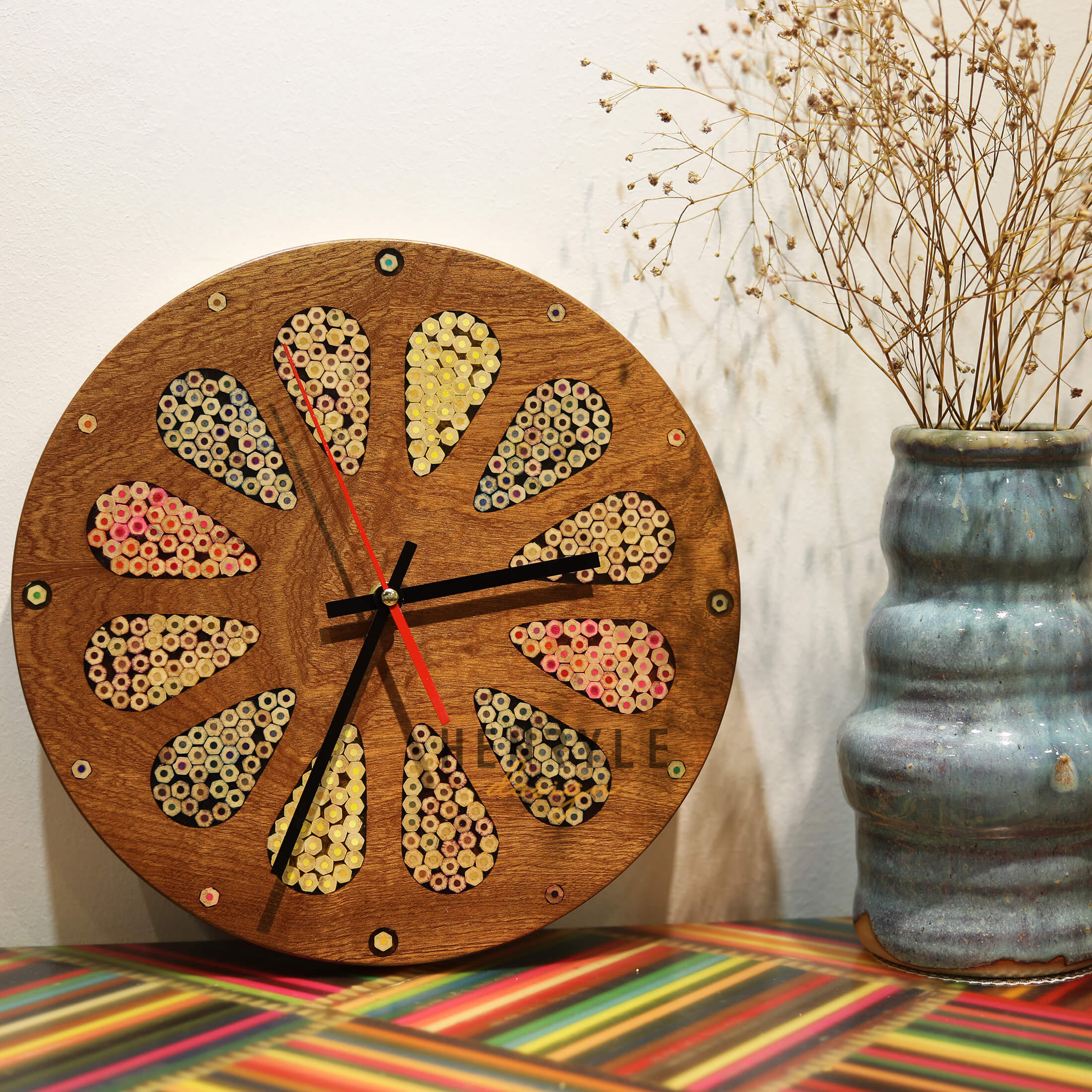 Home Accents ColoredPencil Wood Wall Clock Henry Le Design