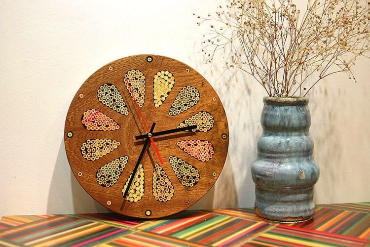 Home Accents Colored-Pencil Wood Wall Clock 2