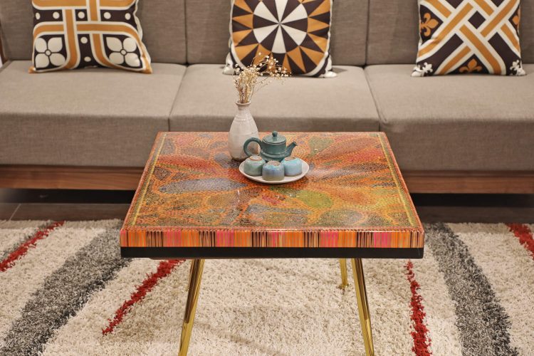 Lotus Pond V Colored-Pencil Coffee Table