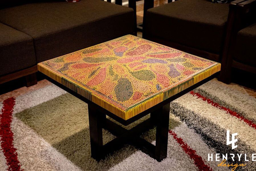 Lotus Pond V Colored-Pencil Coffee Table