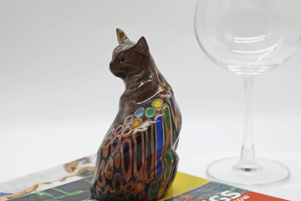 Minimalist Colored Pencil Resin Cat Sign