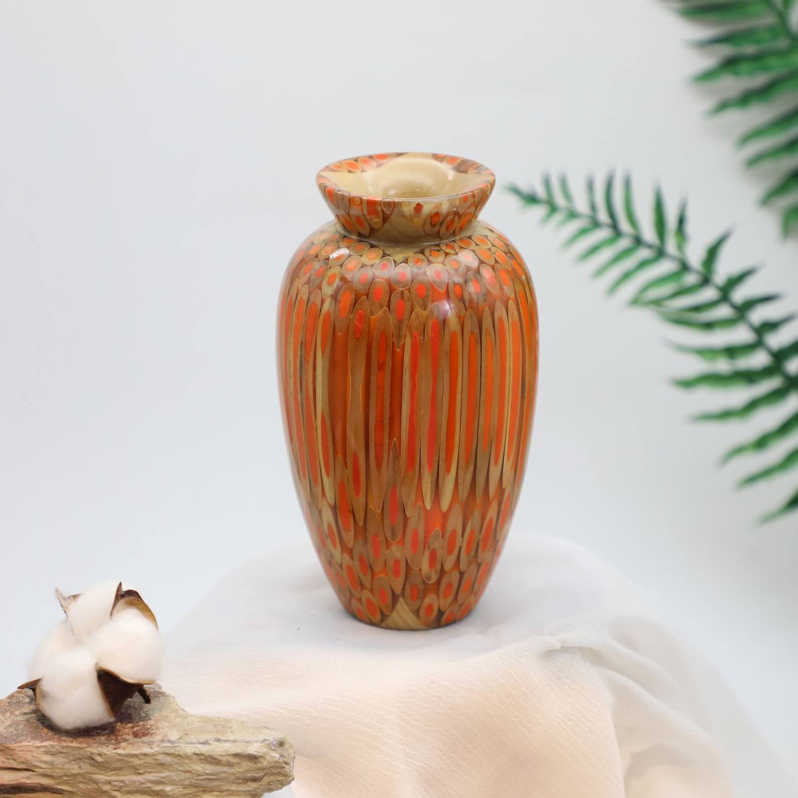 Orange_Handmade Colored Pencil Dry Flower Vase, Single Color Edition